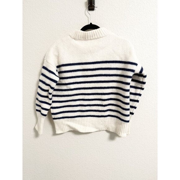 La Ligne Womens Marin Sweater Crew Neck Wool Cashmere Striped Cream Navy Small - Picture 4 of 7